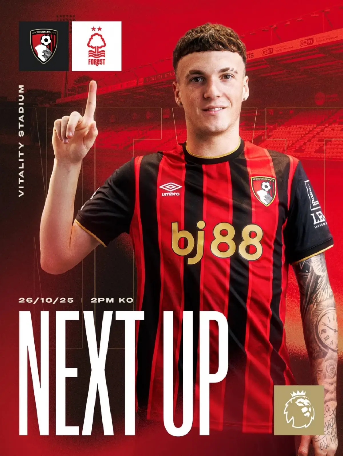 ถ่ายทอดสด บอร์นมัธ พบ ฟอเรสต์ พรีเมียร์ลีก วันนี้ 26 ต.ค.68