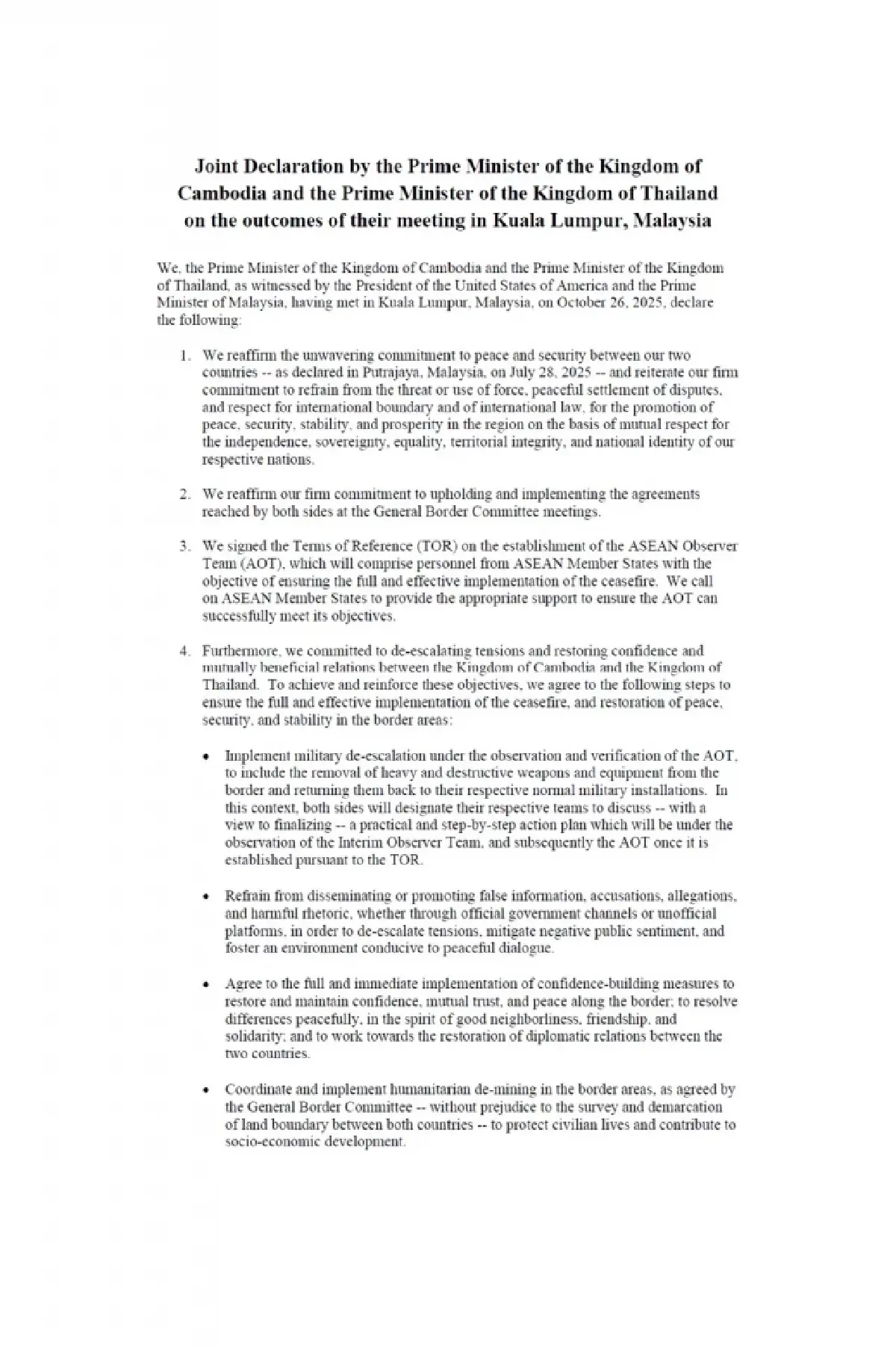 เปิดเอกสารฉบับเต็ม  'การลงนามสันติภาพระหว่าง ไทย-กัมพูชา'