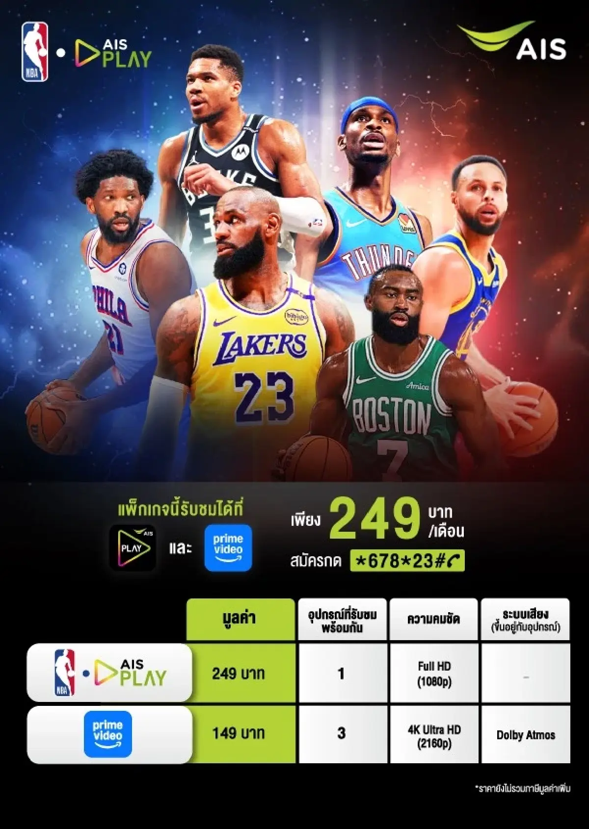 AIS PLAY ผนึก NBA ยิงสดทุกแมตช์ ฤดูกาล 2025-26 เริ่ม 249 บาท