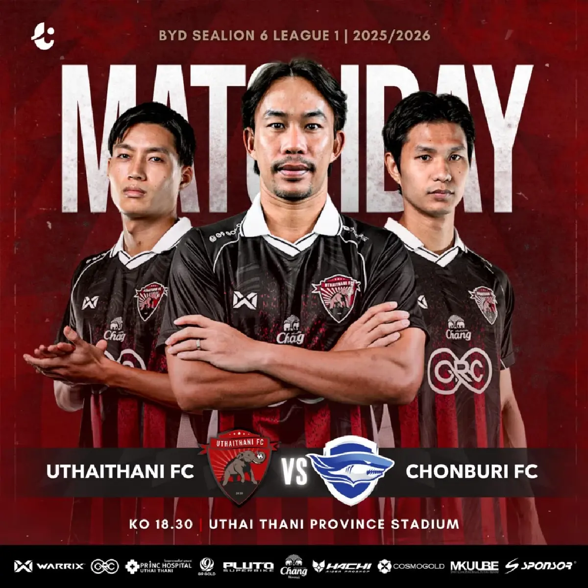 LIVE ถ่ายทอดสด ไทยลีก อุทัยธานี เอฟซี พบ ชลบุรี เอฟซี วันนี้ 4 ต.ค.68