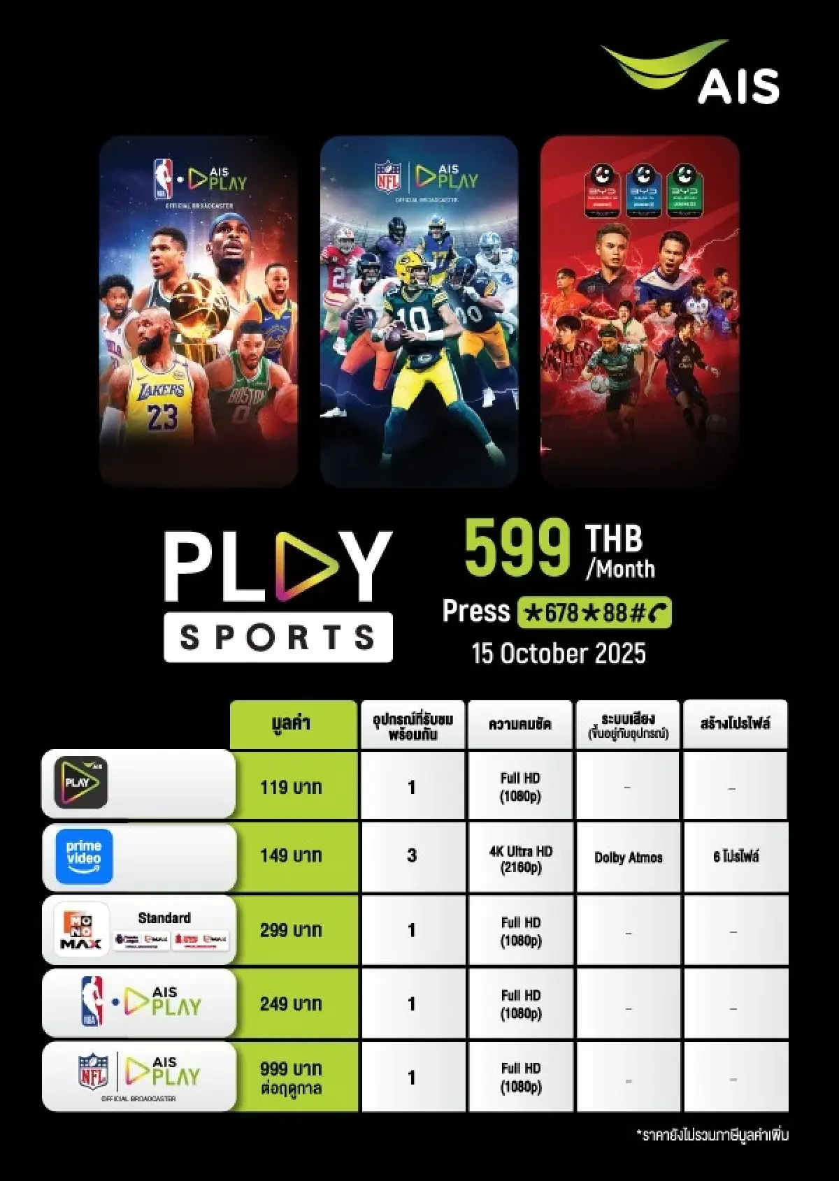 AIS PLAY ผนึก NBA ยิงสดทุกแมตช์ ฤดูกาล 2025-26 เริ่ม 249 บาท