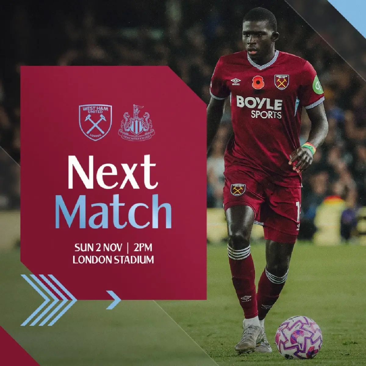 ถ่ายทอดสด เวสต์แฮม พบ นิวคาสเซิ่ล พรีเมียร์ลีก วันนี้ 2 พ.ย.68