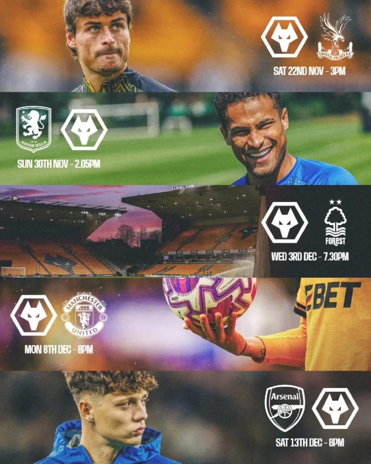 ถ่ายทอดสด วูล์ฟ พบ คริสตัล พาเลซ พรีเมียร์ลีก วันนี้ 22 พ.ย.68