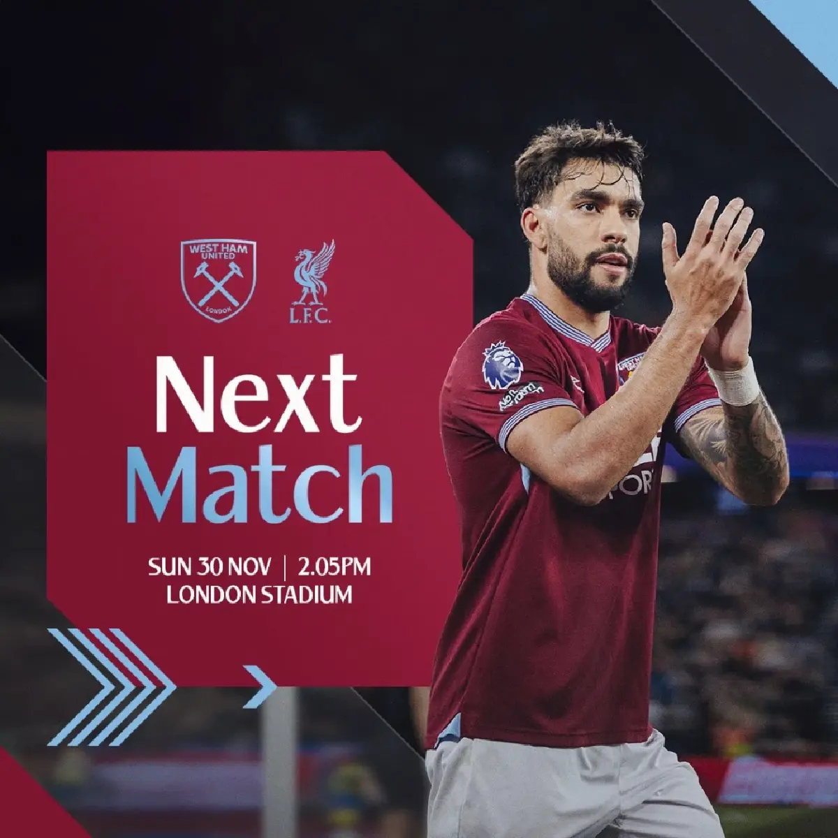 ถ่ายทอดสด เวสต์แฮม พบ ลิเวอร์พูล พรีเมียร์ลีก วันนี้ 30 พ.ย.68