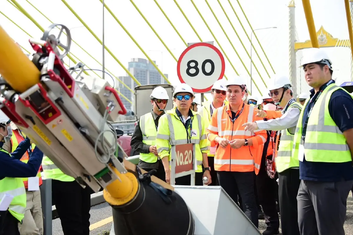 กทพ. ใช้หุ่นยนต์ RMI ตรวจสอบสายเคเบิลสะพานพระราม 9 ก่อนซ่อมใหญ่