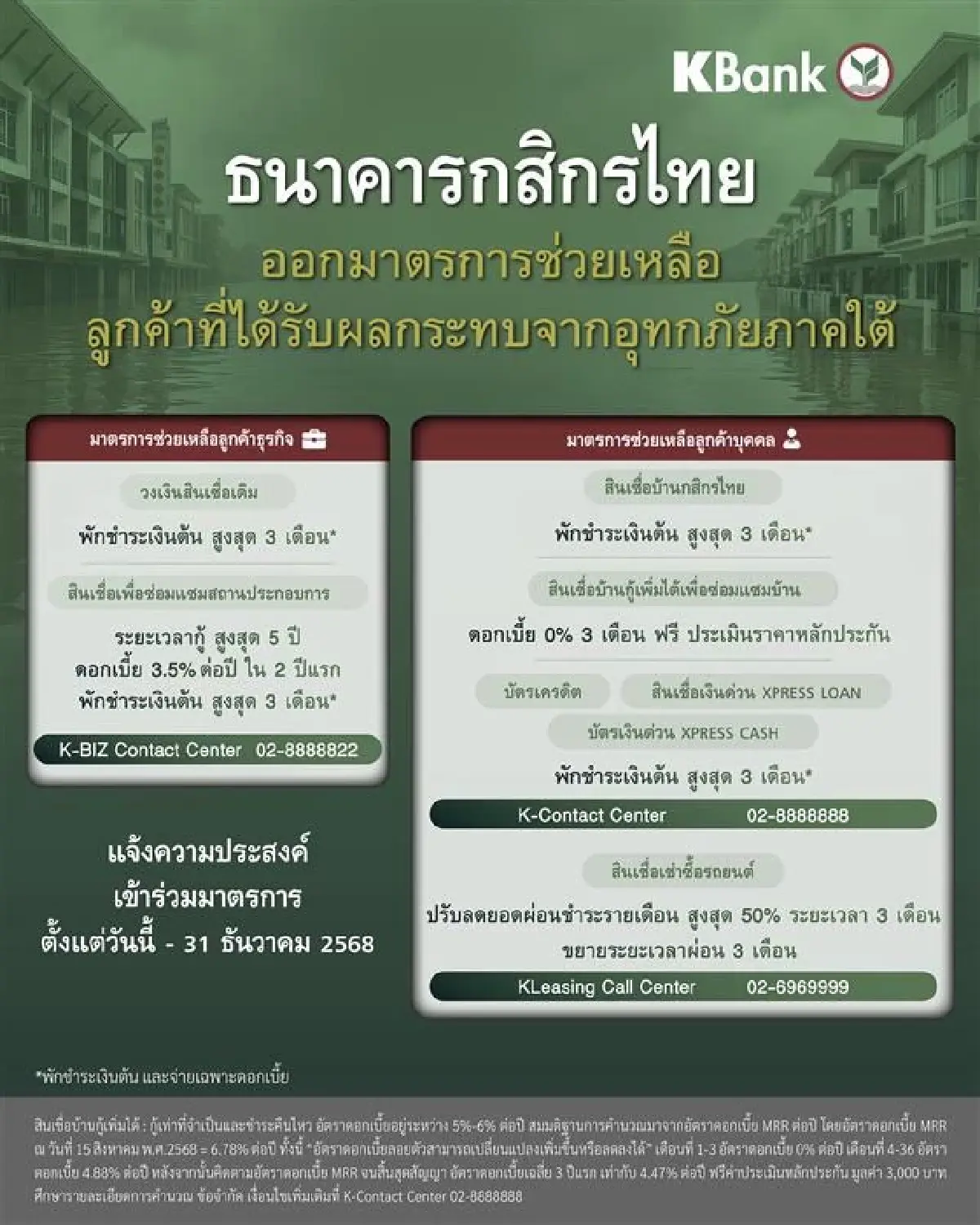 รวม 8 แบงก์พาณิชย์ ออกมาตรการช่วยเหลือผู้ประสบภัยน้ำท่วมภาคใต้