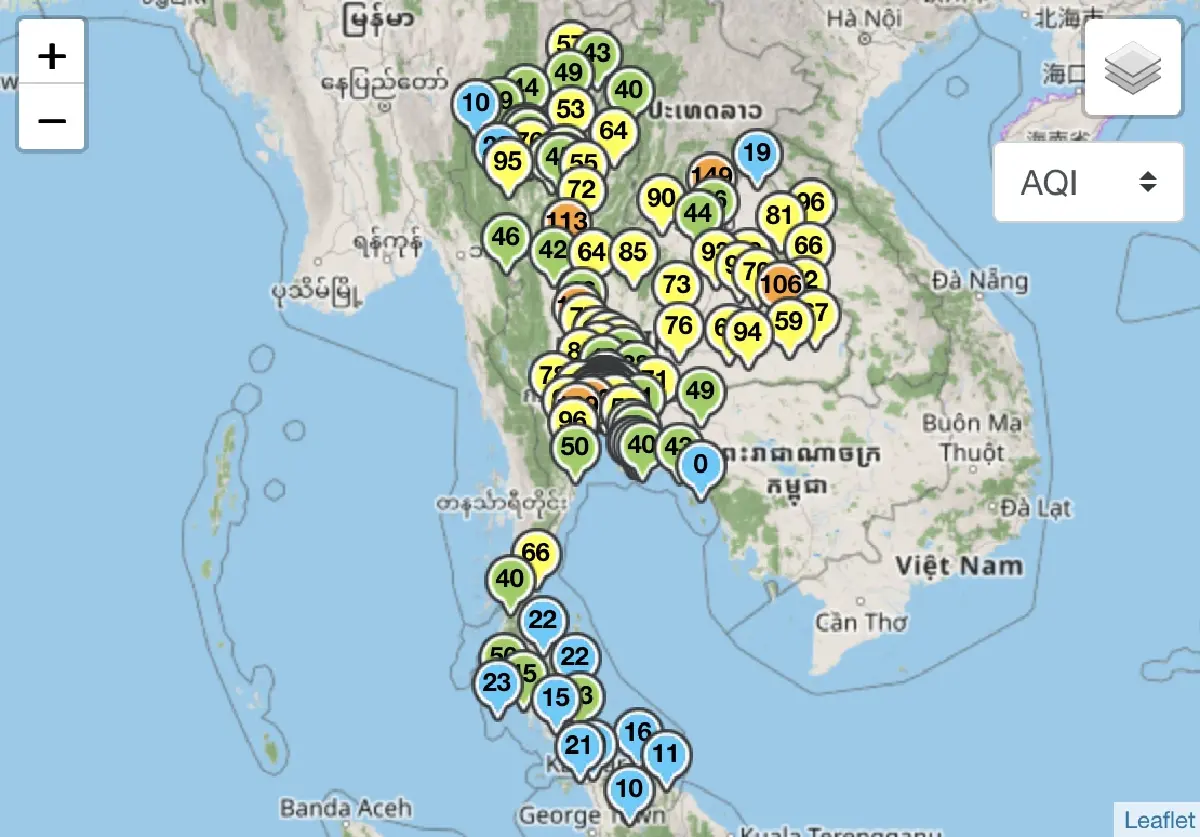 ค่าฝุ่น PM2.5 ในประเทศไทย