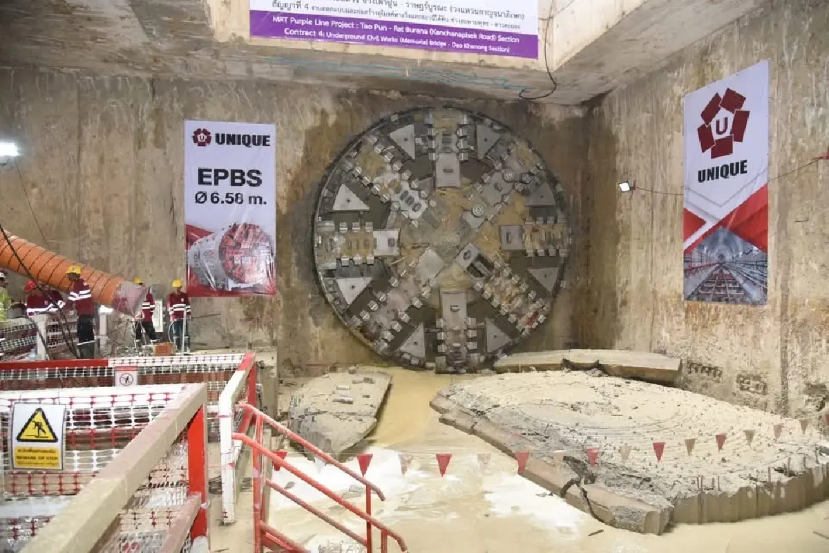 “หัวเจาะปสุตา" ทะลุสถานีสะพานพุทธฯ” สำเร็จ! รถไฟฟ้าสีม่วงใต้ คืบหน้า 65%