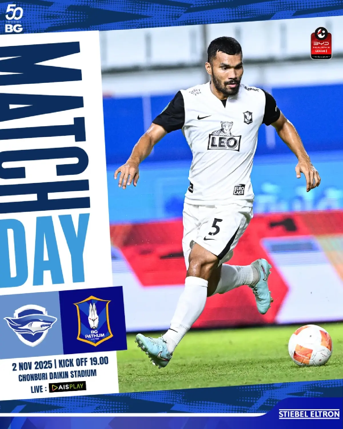 ถ่ายทอดสด  ชลบุรี พบ บีจี ปทุม ยูไนเต็ด ฟุตบอลไทยลีก วันนี้ 2 พ.ย.68