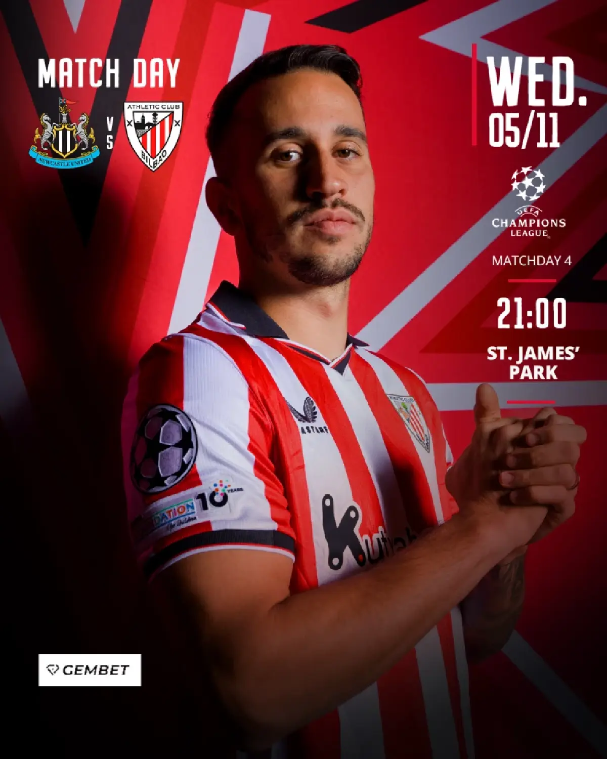 ถ่ายทอดสด นิวคาสเซิ่ล พบ บิลเบา ยูฟ่าแชมเปี้ยนส์ลีก วันนี้ 5 พ.ย.68