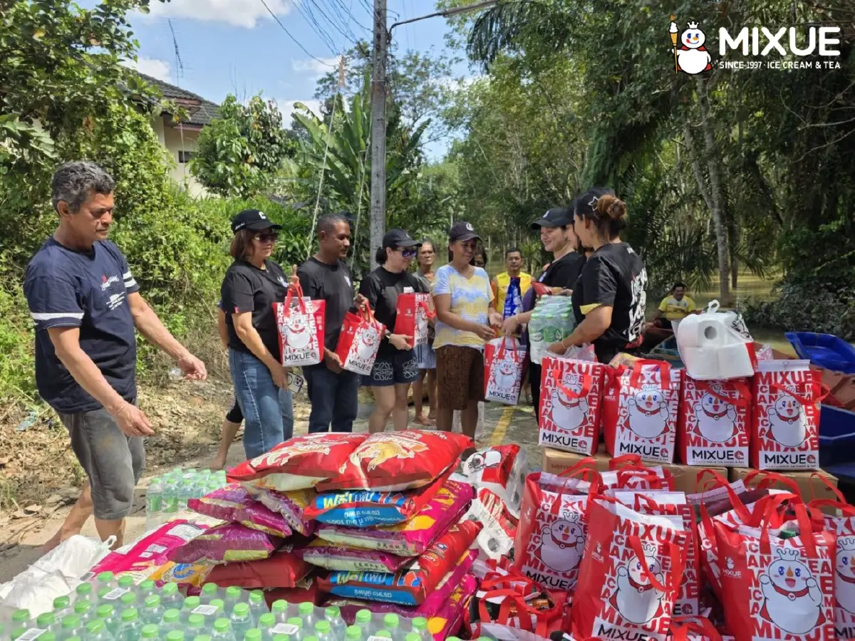 MIXUE ไทยบริจาค 1 ล้านบาท เร่งช่วยผู้ประสบภัยน้ำท่วมภาคใต้