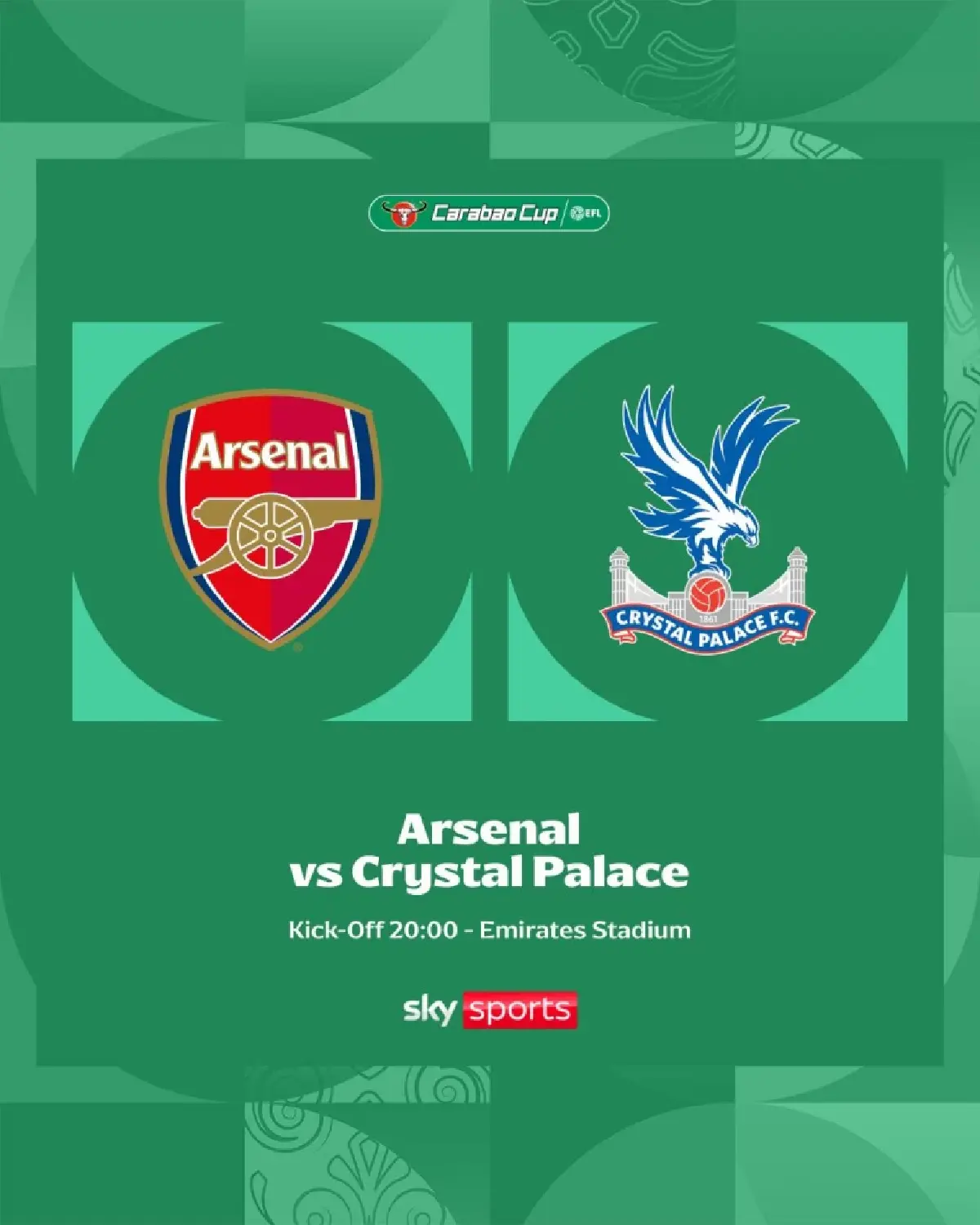 ดูบอลสด ถ่ายทอดสด อาร์เซน่อล พบ คริสตัล พาเลซ คาราบาวคัพ วันนี้