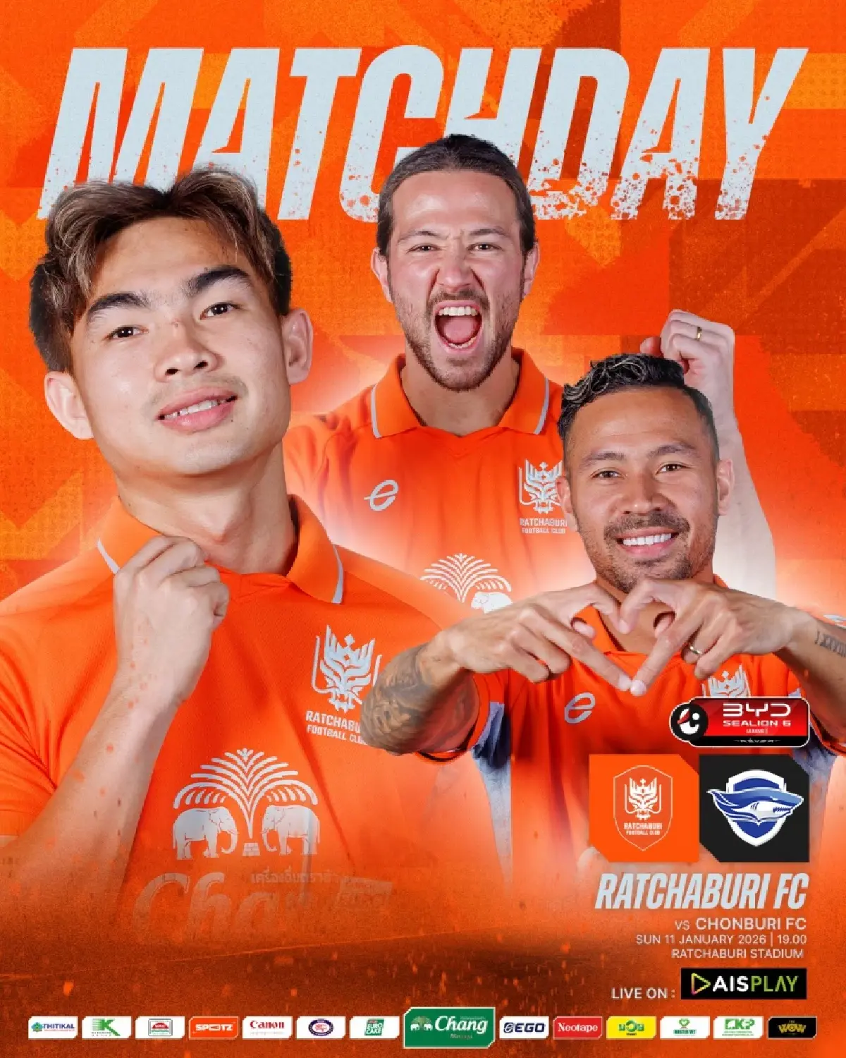 LIVE ถ่ายทอดสด ราชบุรี เอฟซี พบ ชลบุรี เอฟซี ไทยลีก วันนี้ 11 ม.ค.69