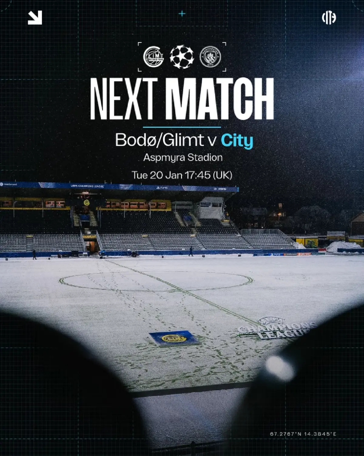 ถ่ายทอดสด โบโด กลิมท์ พบ แมนซิตี้ ยูฟ่าแชมเปียนส์ลีก วันนี้ 20 ม.ค.69