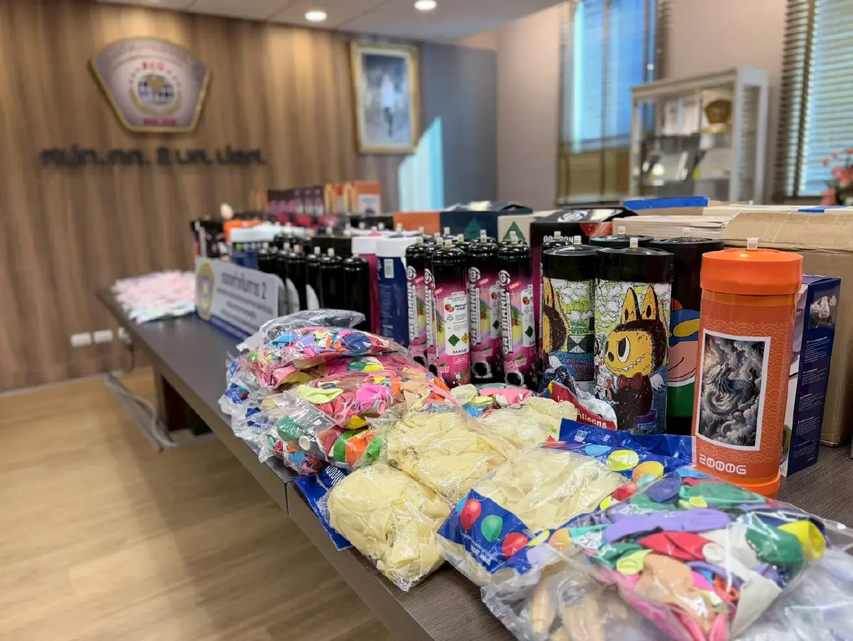 บุกทลายแหล่งซุกซ่อน "แก๊สหัวเราะ" 