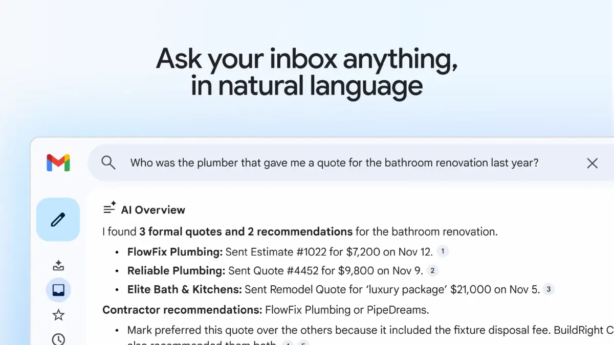 เลิกงมหาเมล! Gmail เปิดตัว AI Inbox ถามปุ๊บ ตอบปั๊บ ไม่ต้องอ่านเอง