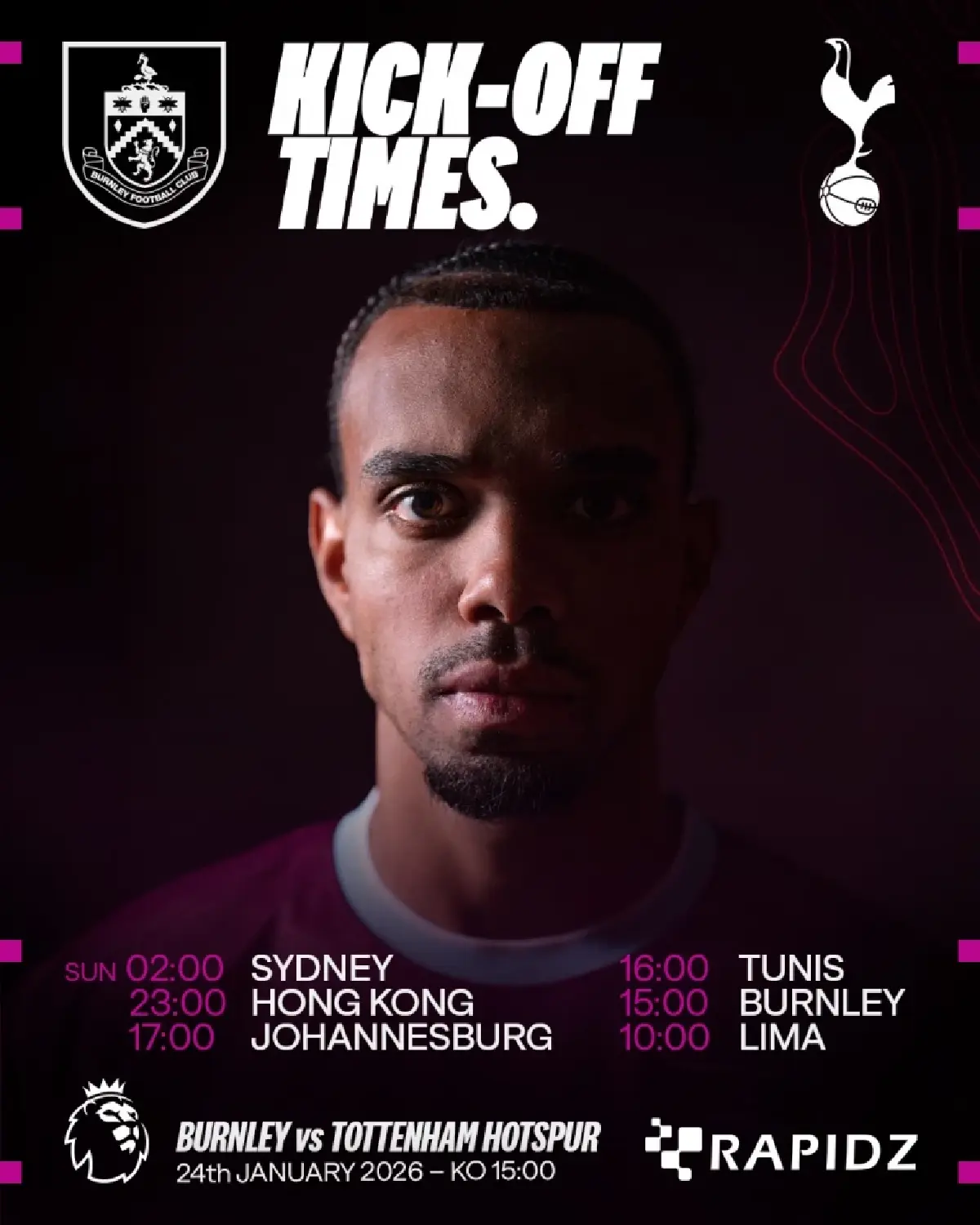 ถ่ายทอดสด เบิร์นลีย์ พบ สเปอร์ส พรีเมียร์ลีก วันนี้ 24 ม.ค.69