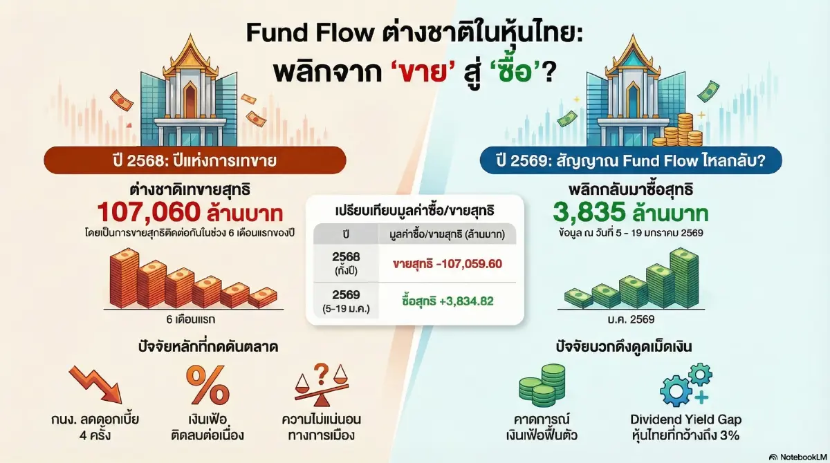 Fund Flow ไหลเข้าออกตลาดหุ้นไทย Generate by NotebookLM 