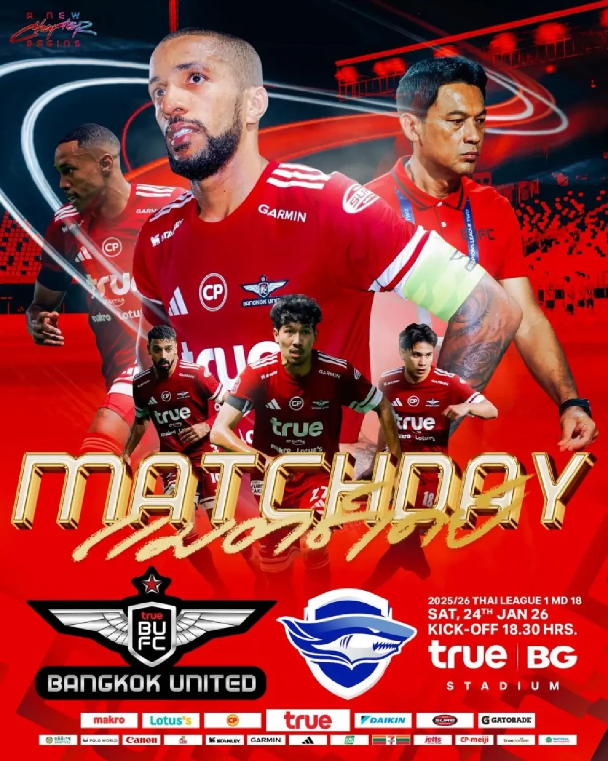 LIVE ถ่ายทอดสด ทรู แบงค็อก พบ ชลบุรี ฟุตบอลไทยลีก วันนี้ 24 ม.ค.69