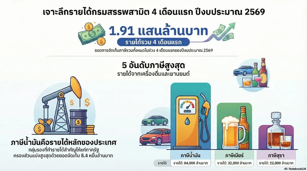 สรรพสามิต ปลื้มเก็บรายได้ 4 เดือนแรก ทะลุเป้า 8.3 พันล. อานิสงส์เร่งซื้อรถก่อนภาษีใหม่