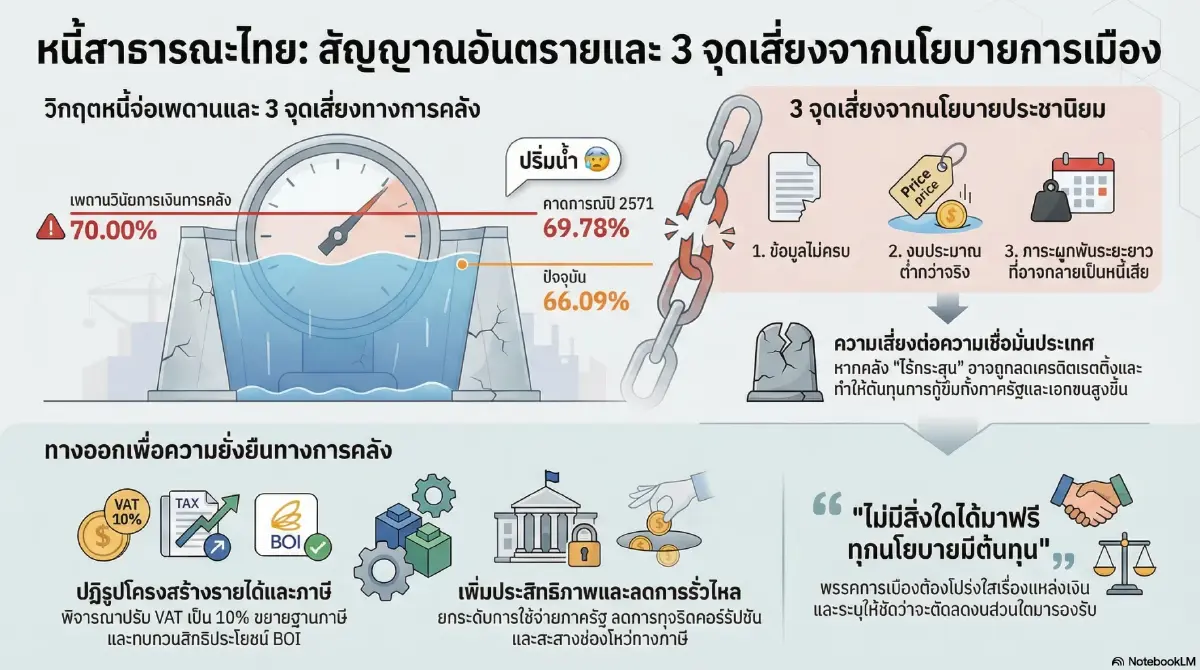 TDRI เตือน 3 จุดเสี่ยงนโยบายหาเสียง เขย่าฐานะคลังใกล้ชนเพดานหนี้