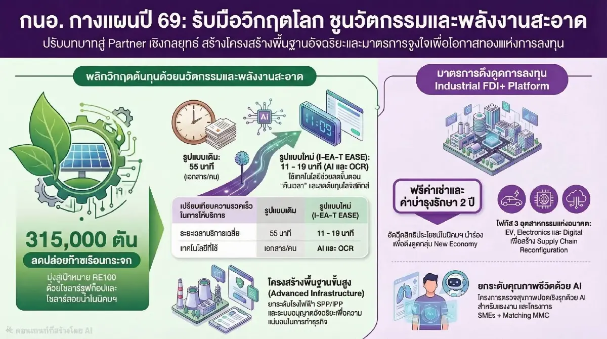 กนอ. รุกแผนปี 69 ชูพลังงานสะอาด-โครงสร้างอัจฉริยะ สู้ศึกวิกฤตโลก