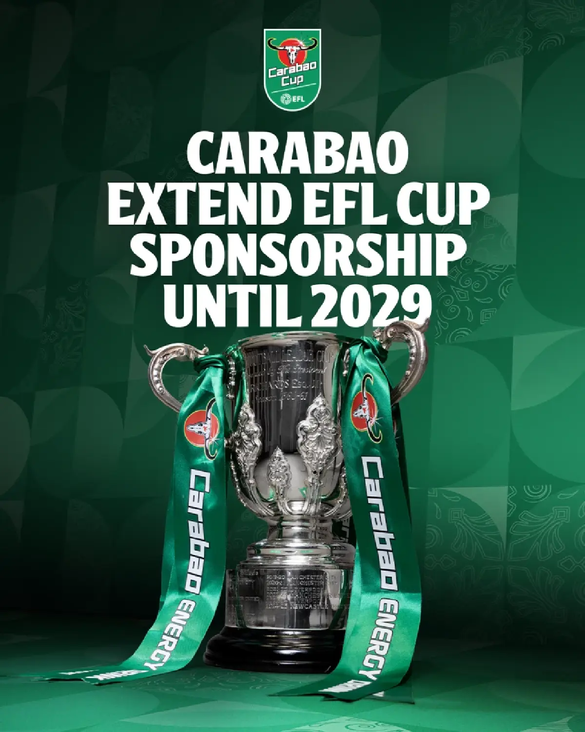 ดีลประวัติศาสตร์! คาราบาว ต่อสัญญา EFL หนุนชื่อ Carabao Cup ยาวถึงปี 2029