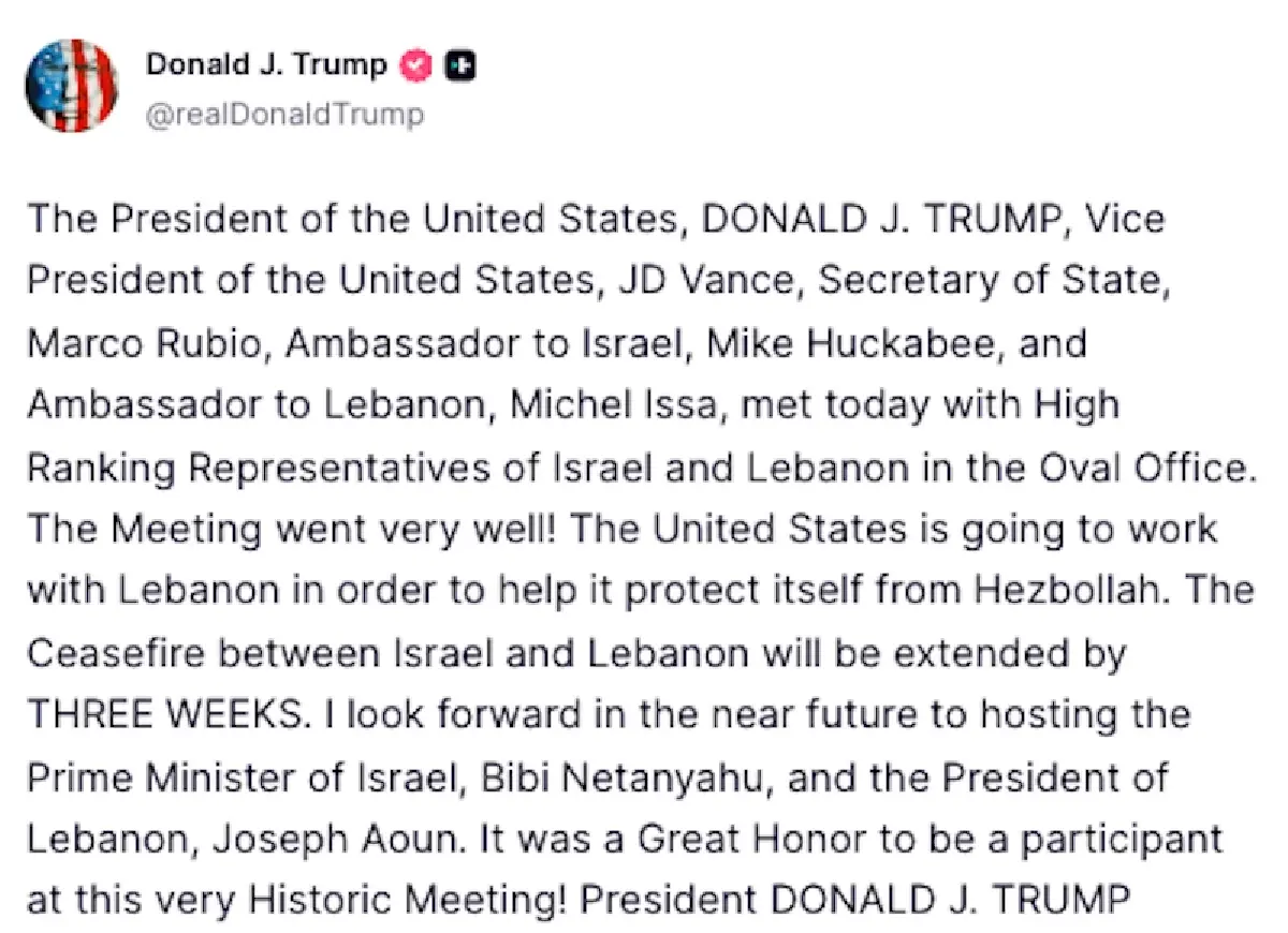 ทรัมป์ขยายหยุดยิงเลบานอน-อิสราเอล 3 สัปดาห์ ช่องแคบฮอร์มุซยังตึงเครียด