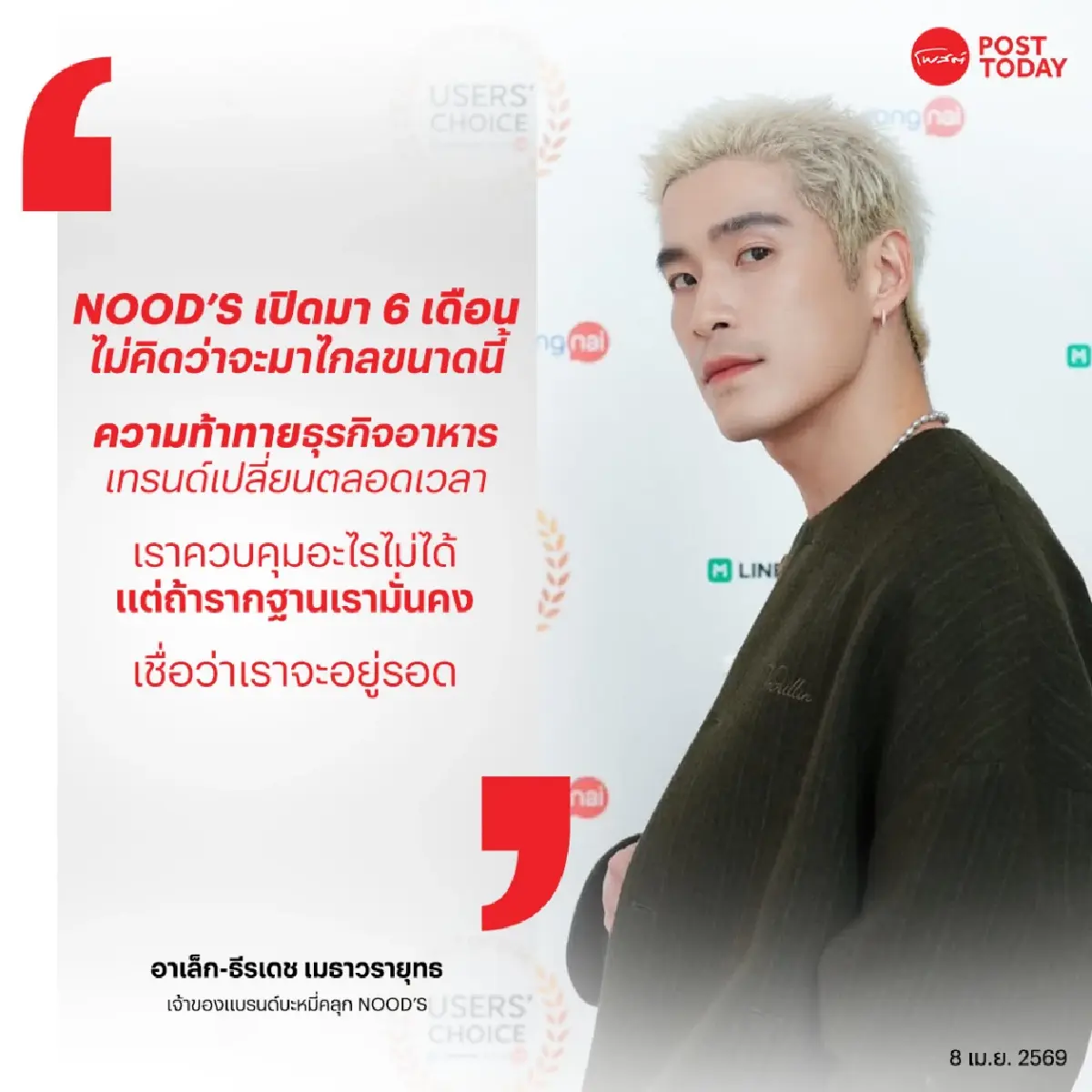 NOOD’S หมี่คลุก “อาเล็ก-ธีรเดช” เปิด 6 เดือน ยอดขายพันกล่องต่อวัน