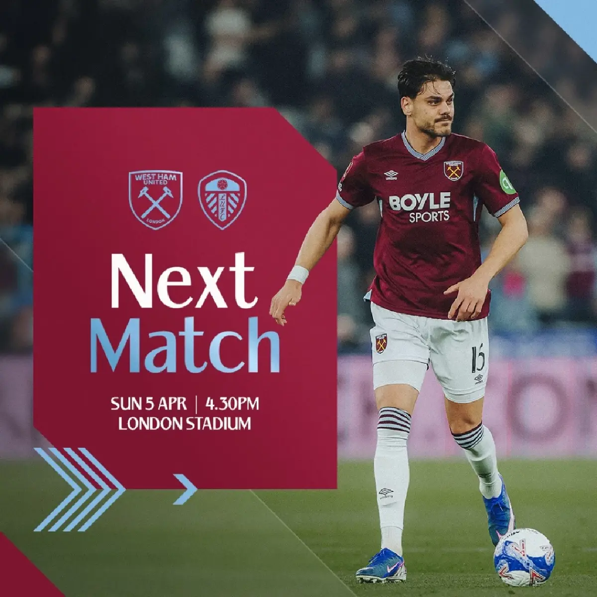 ดูบอลสด ถ่ายทอดสด เวสต์แฮม พบ ลีดส์ ฟุตบอลเอฟเอคัพ วันนี้ 5 เม.ย.69