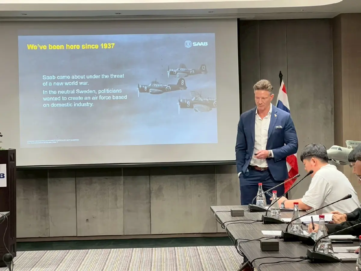 Saab ชูพัฒนาระบบต่อต้านโดรน รับมือสงครามยุคใหม่ เล็งผลิตชิ้นส่วนกริฟเพนในไทย