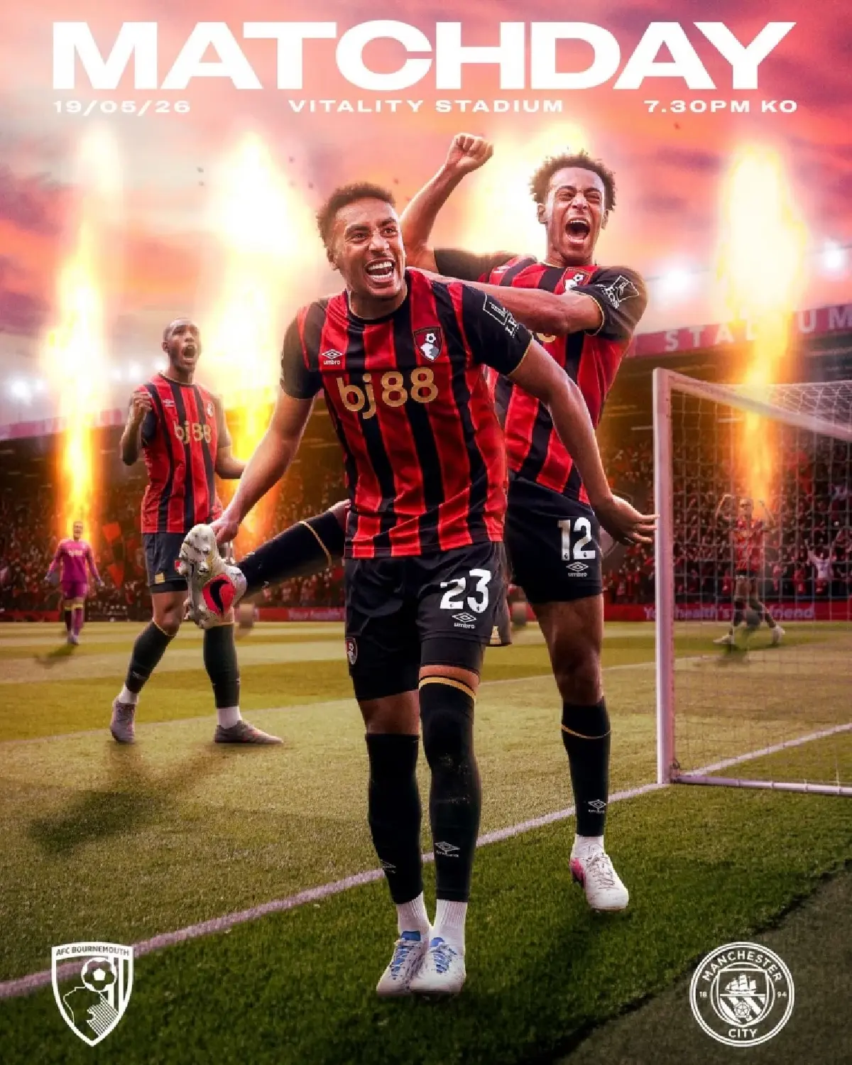 ดูบอลสด ถ่ายทอดสด บอร์นมัธ พบ แมนซิตี้ พรีเมียร์ลีก วันนี้ 19 พ.ค.69