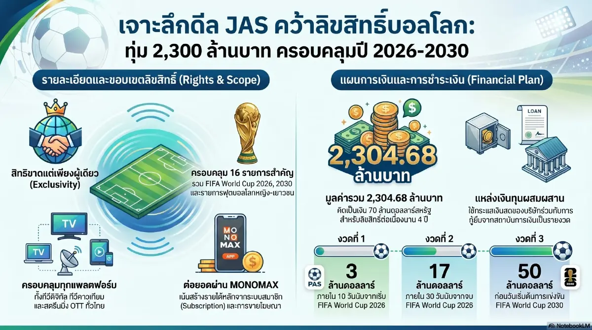 เปิดรายละเอียดลิขสิทธิ์บอลโลก JAS จ่าย 2,300 ล้านบาท เงินทุนมาจากไหน?