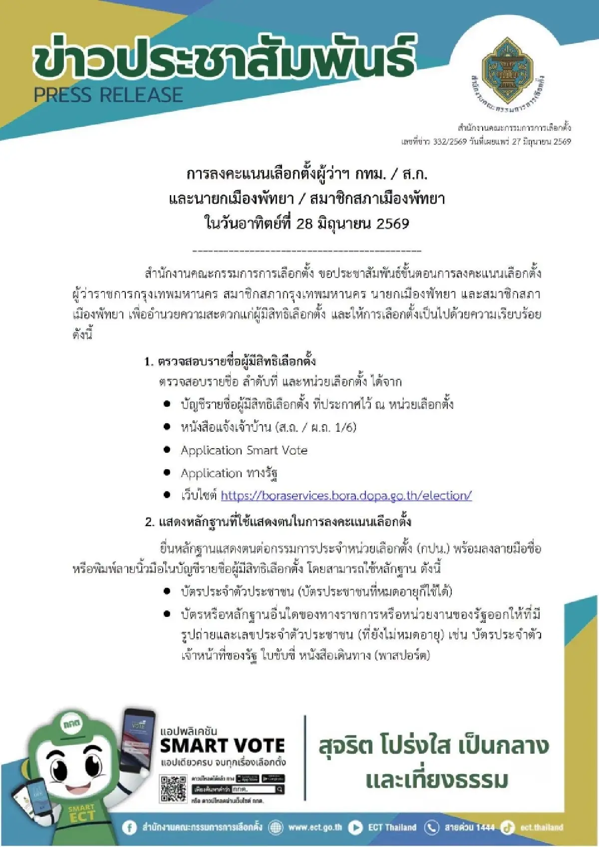 กางคู่มือดีเดย์เลือกตั้งกทม.-พัทยา เช็กสิทธิขั้นตอนหลักฐานก่อนเข้าคูหา