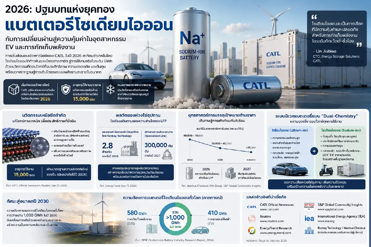 แบตเตอรี่โซเดียมไอออน ก้าวใหม่ของอุตสาหกรรม EV ปี 2026