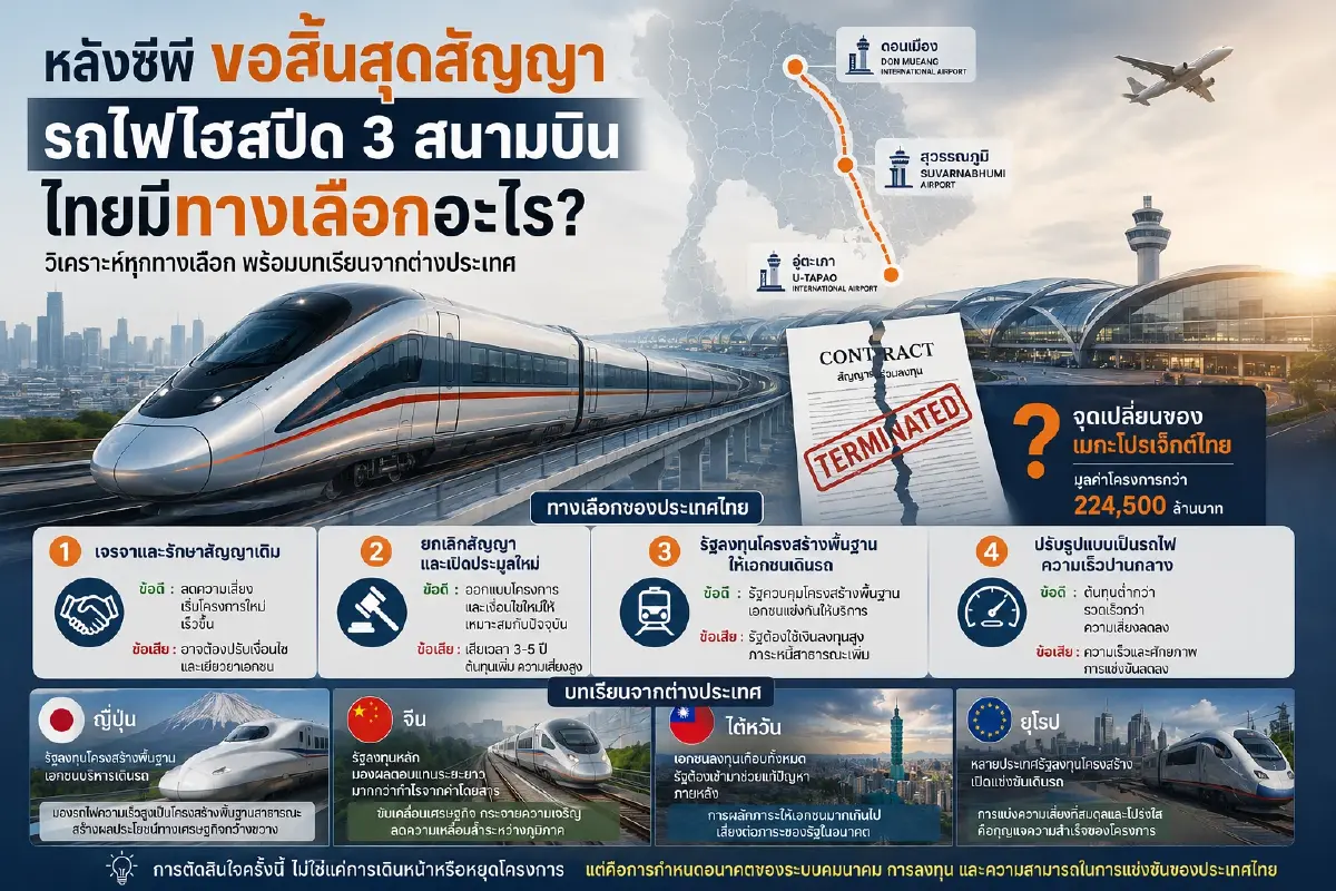 หลังซีพีขอสิ้นสุดสัญญา ไทยมีทางเลือกอะไร? ส่องอนาคตรถไฟไฮสปีดไทย