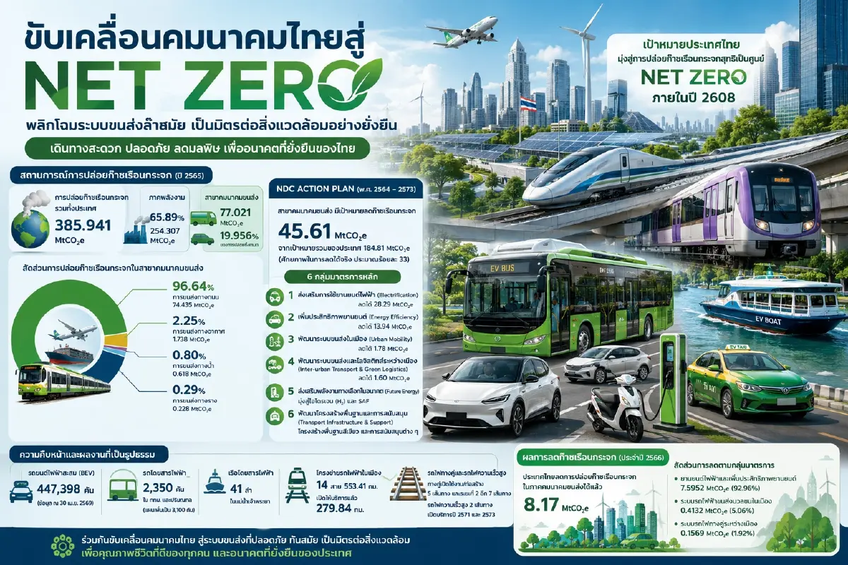 หมดยุคควันพิษ! ส่องโรดแมป 'คมนาคมยุคใหม่' ขนส่งระบบราง-EV ทางรอดไทย