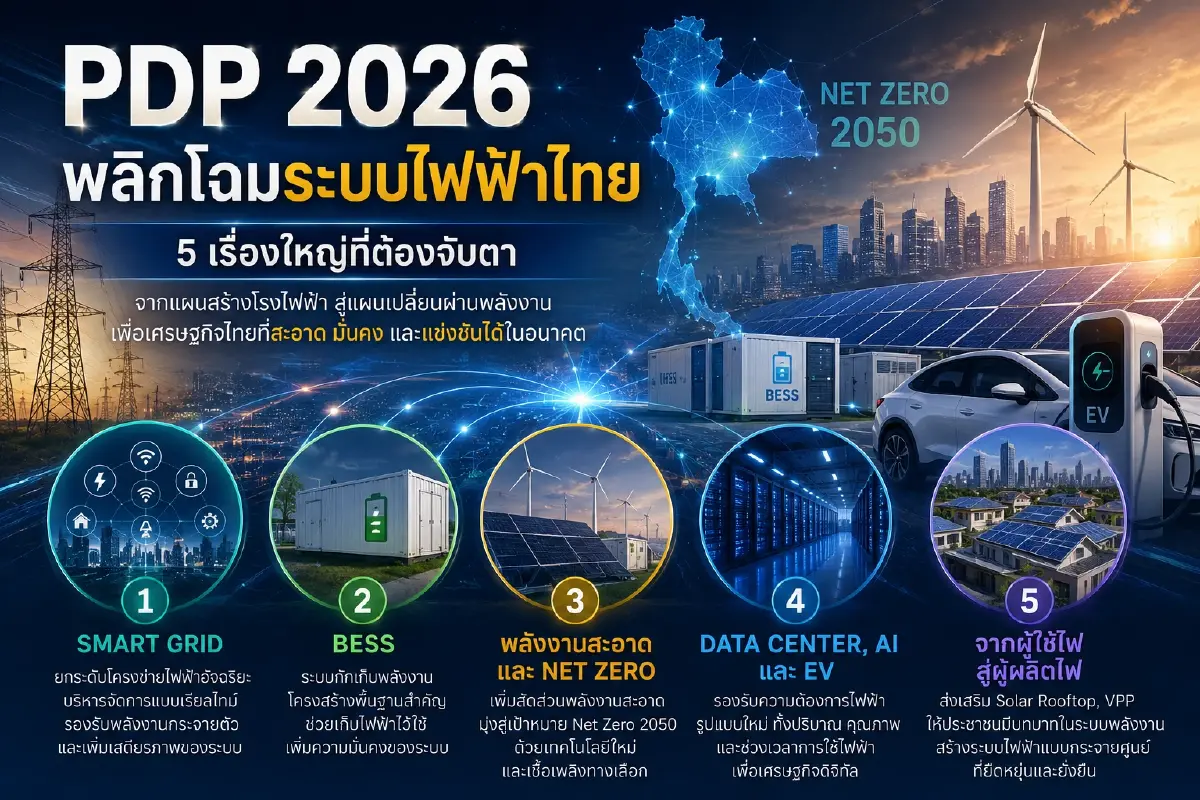 PDP 2026 พลิกโฉมระบบไฟฟ้าไทย 5 เรื่องใหญ่ที่ต้องจับตา!