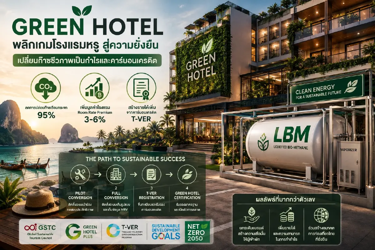 Green Hotel พลิกเกมโรงแรมหรู เปลี่ยนก๊าซชีวภาพเป็นกำไรและคาร์บอนเครดิต