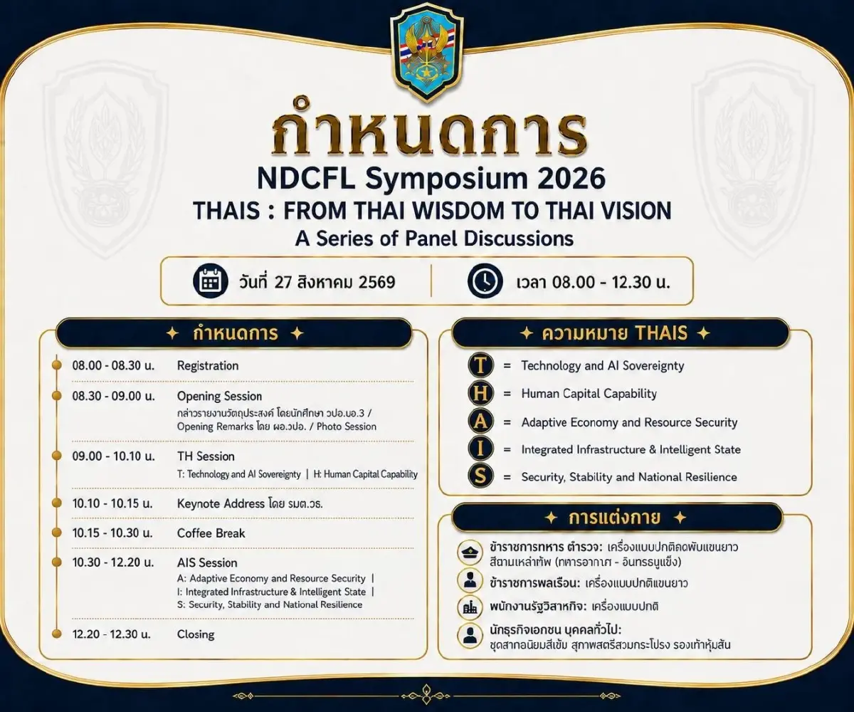 วปอ.บอ. รุ่น 3 เปิดเวที NDCFL Symposium 2026 เจาะ 5 พลังสู่อนาคตประเทศไทย
