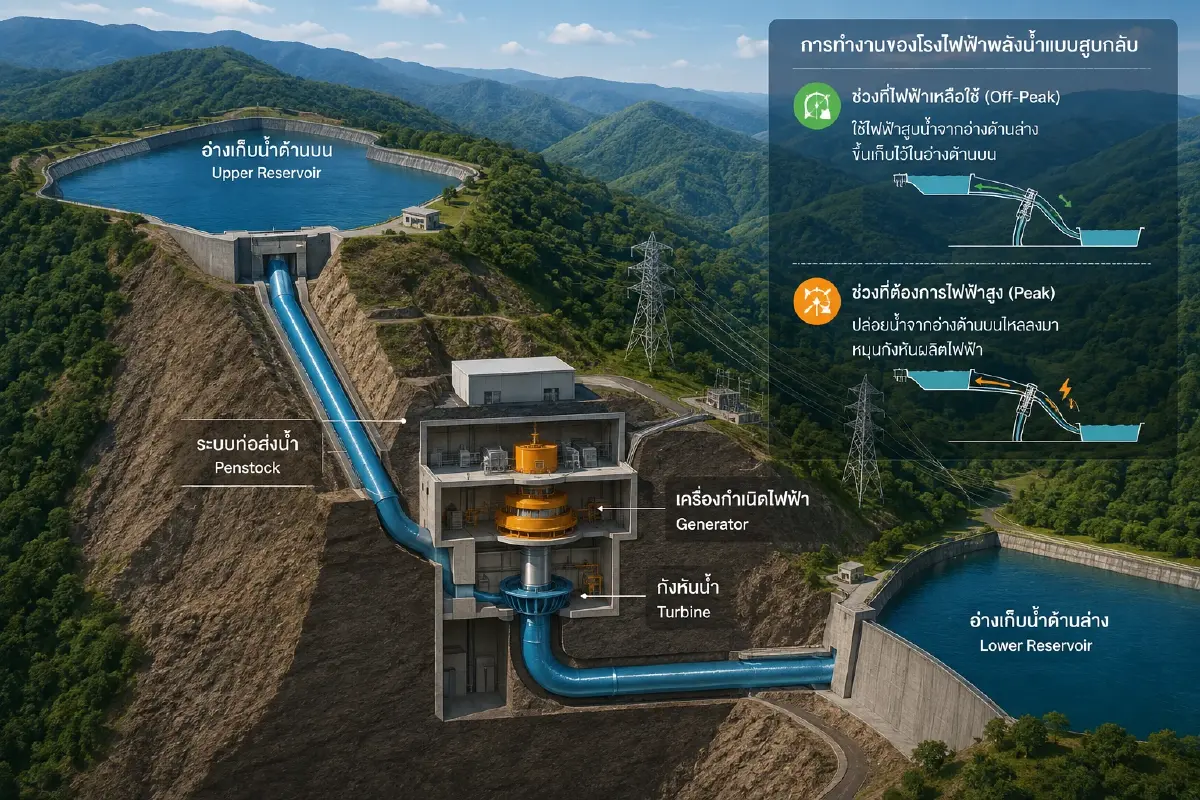 แบตเตอรี่ไม่ใช่คำตอบเดียว เปิดเกม “โรงไฟฟ้าพลังงานน้ำแบบสูบกลับ” แบตฯยักษ์ของไทย