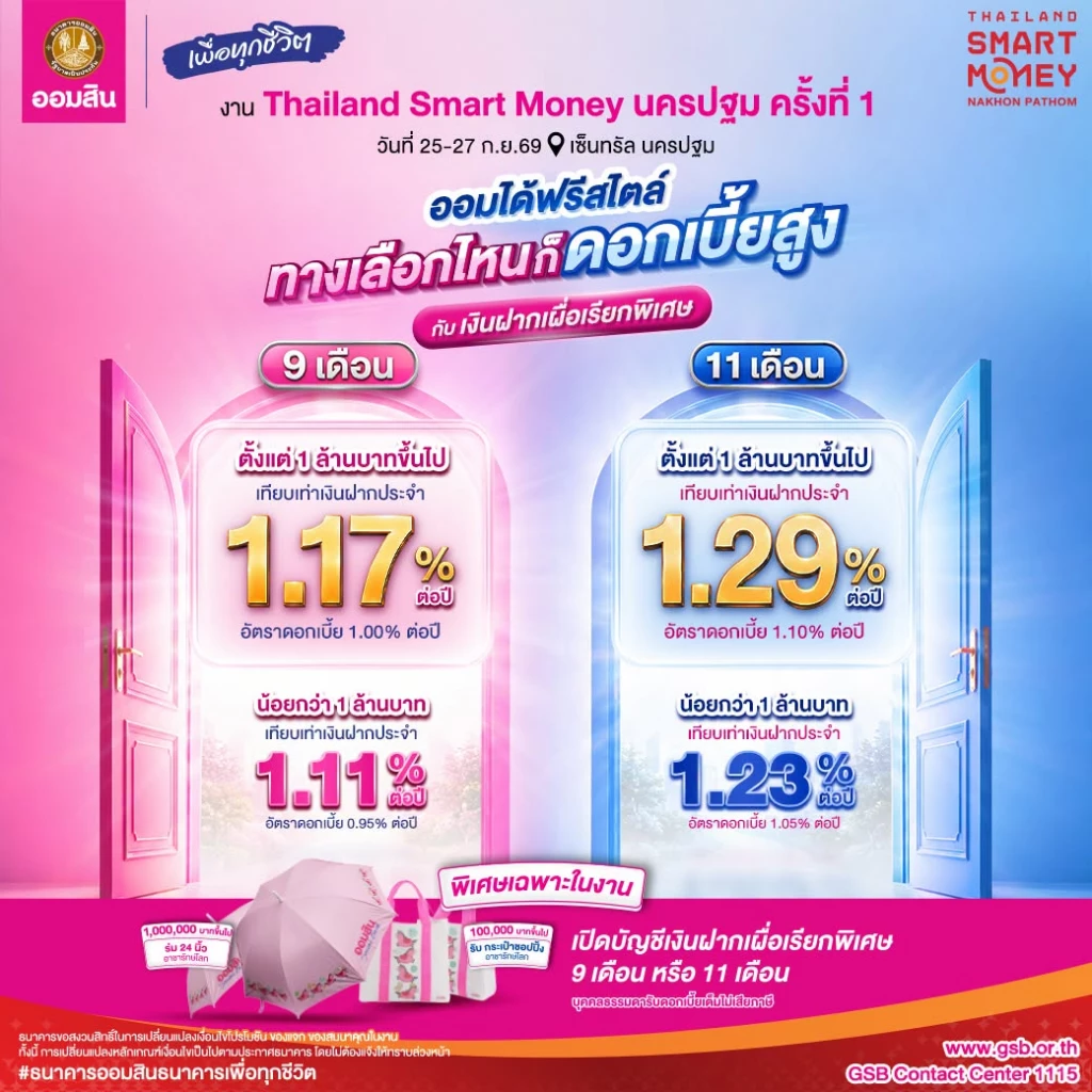 ยกขบวนรับฤดูเงินฝากและสลากฯ ดอกเบี้ยดี๊ดี ในงาน Thailand Smart Money นครปฐม ครั้งที่ 1