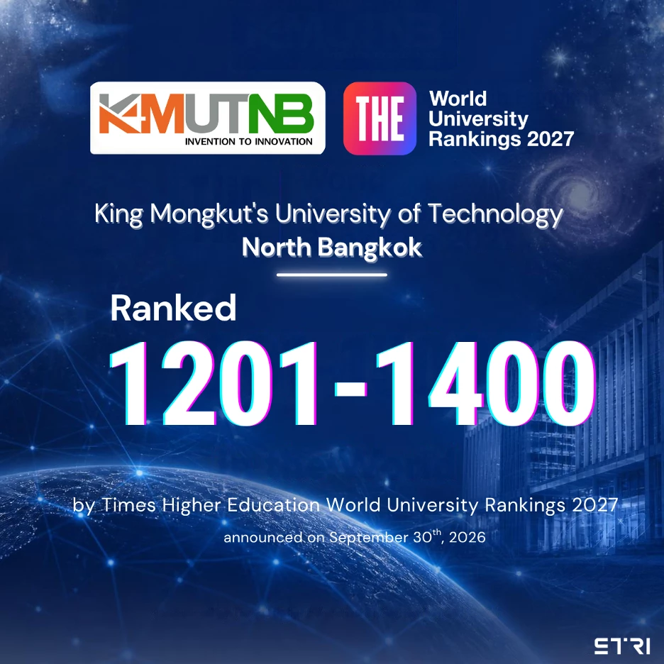 มจพ. คว้าอันดับ 4 ร่วม ม.ไทย THE World University Rankings 2027 กลุ่ม 1201–1400 ของโลก