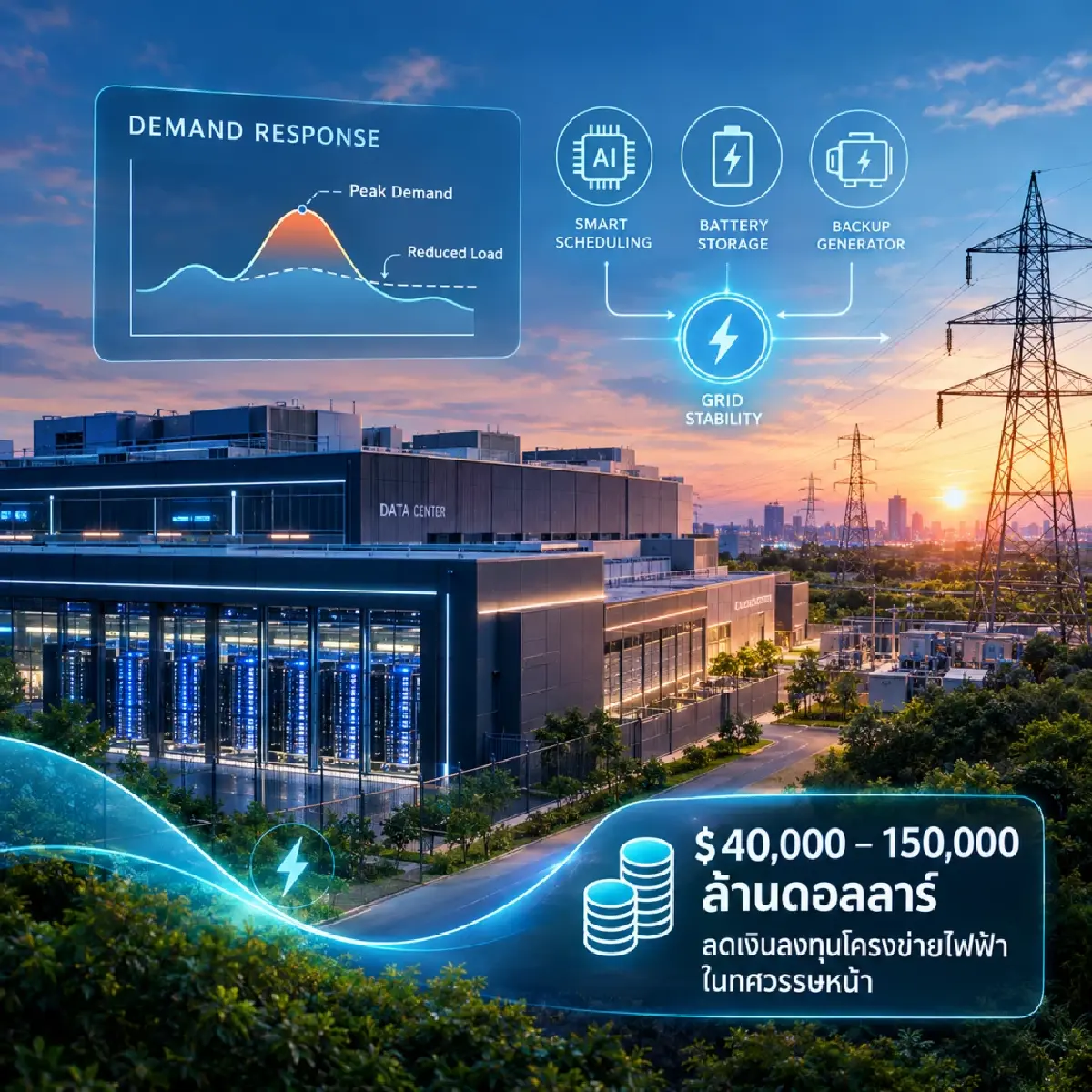 Data Center ไม่ใช่แค่ตัวกินไฟ! ลดโหลดช่วงพีก ทางรอดกริดประหยัดแสนล้าน?