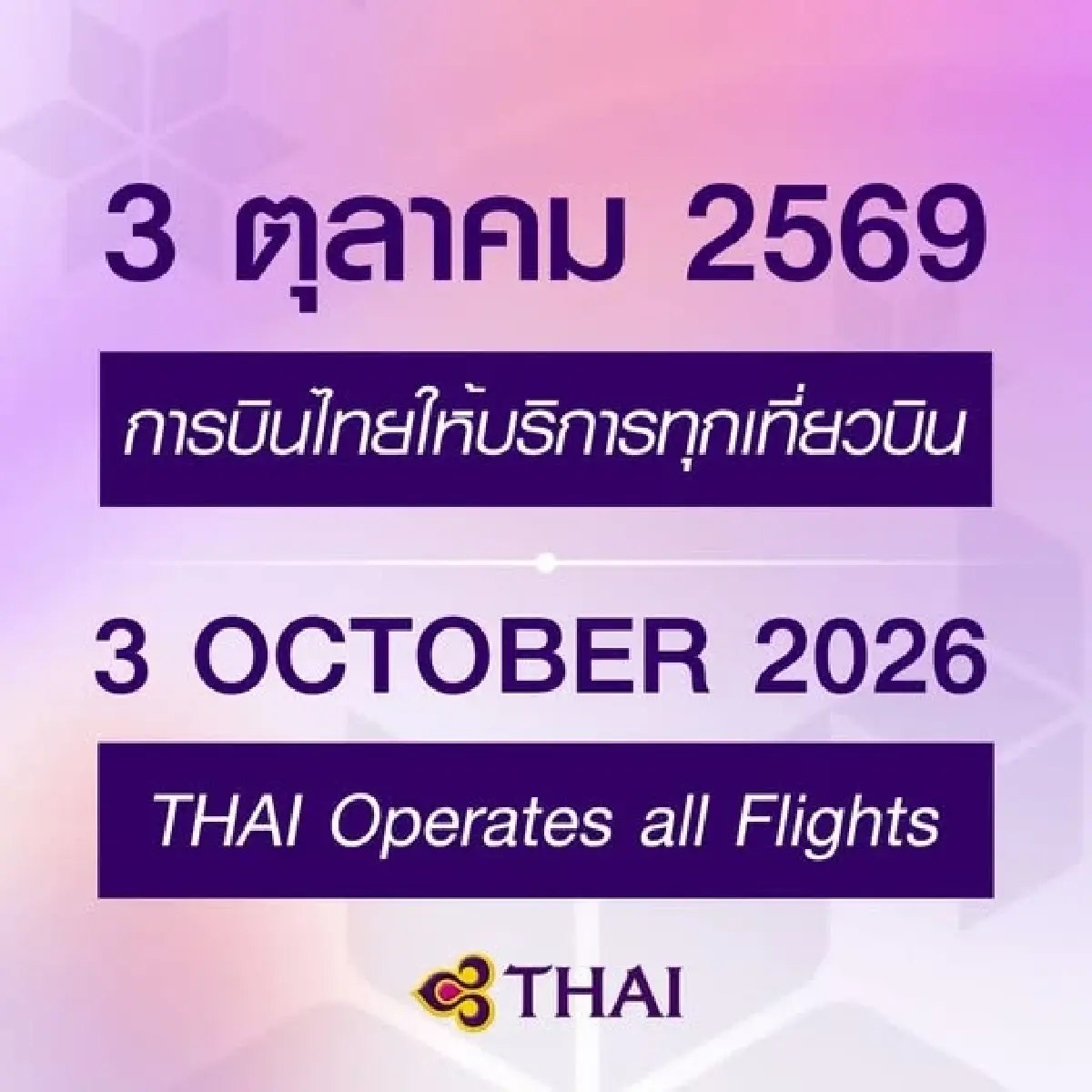 การบินไทยถอดบทเรียนวิกฤต ปรับแผนรุกก่อนเปิดทุกเที่ยวบิน 3 ต.ค.