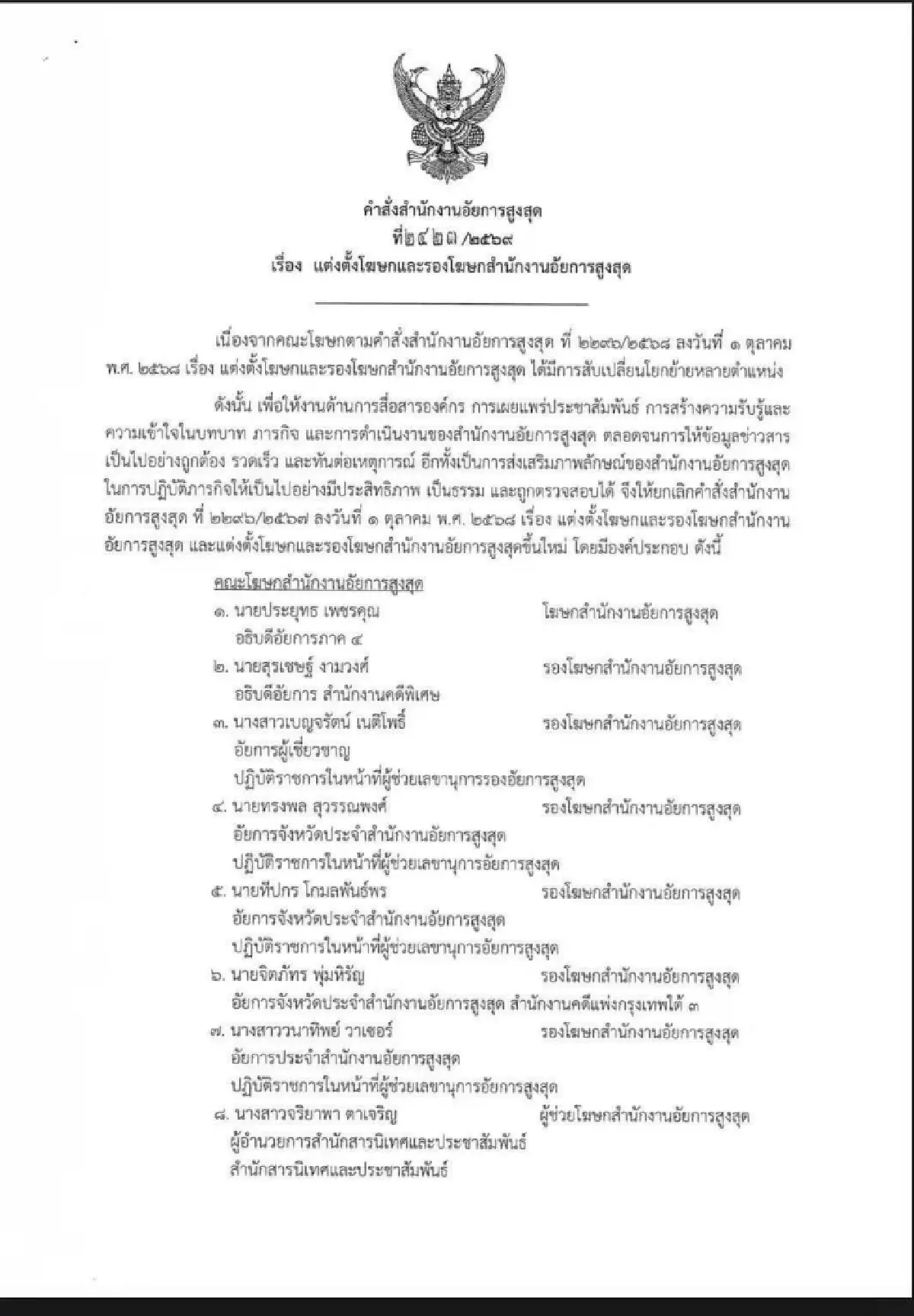 อัยการสูงสุดตั้ง “ประยุทธ เพชรคุณ” นำทีมโฆษกชุดใหม่ พร้อมรองโฆษกอีก 6 คน