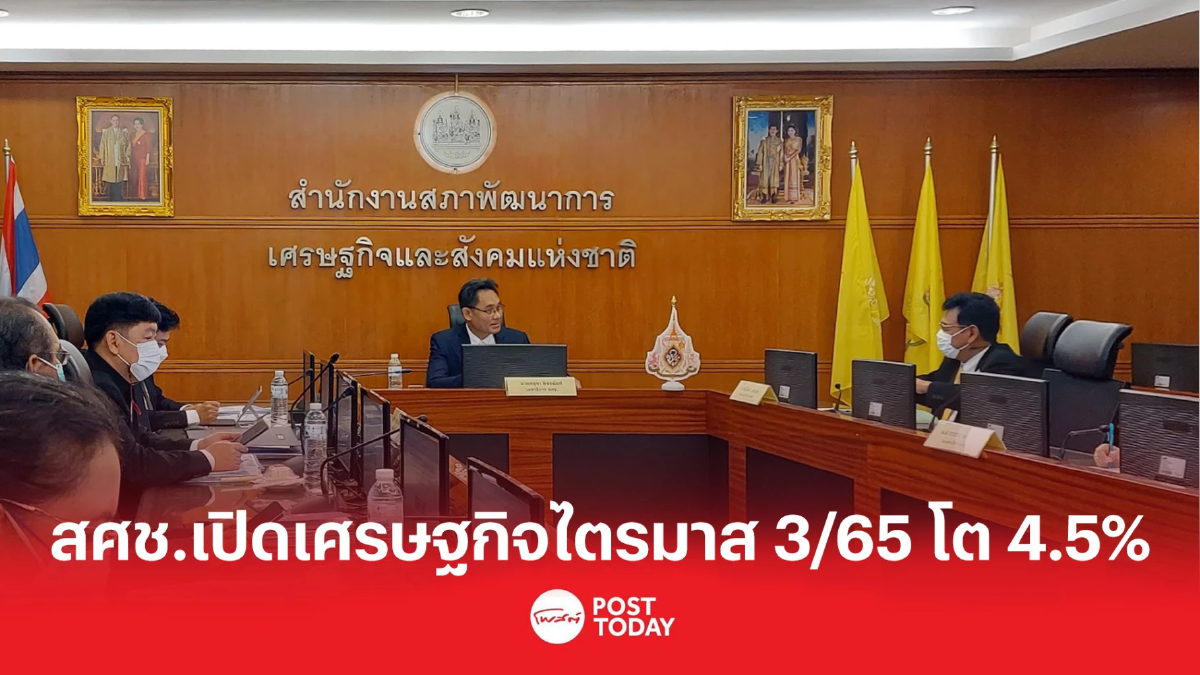 สศช.ชี้จีดีพีไทยไตรมาส 3/65 ขยายตัว 4.5% คาดทั้งปีโตได้ 3.2% สศช.ชี้จีดีพีไทยไตรมาส 3/65 ขยายตัว 4.5% คาดทั้งปีโตได้ 3.2%