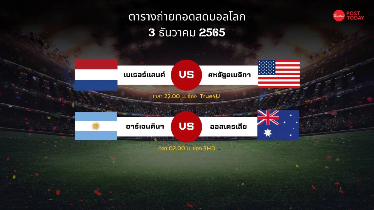โปรแกรมถ่ายทอดสอดฟุตบอลโลก เสาร์ที่ 3 ธ.ค. 2565 โปรแกรมถ่ายทอดสอดฟุตบอลโลก เสาร์ที่ 3 ธ.ค. 2565