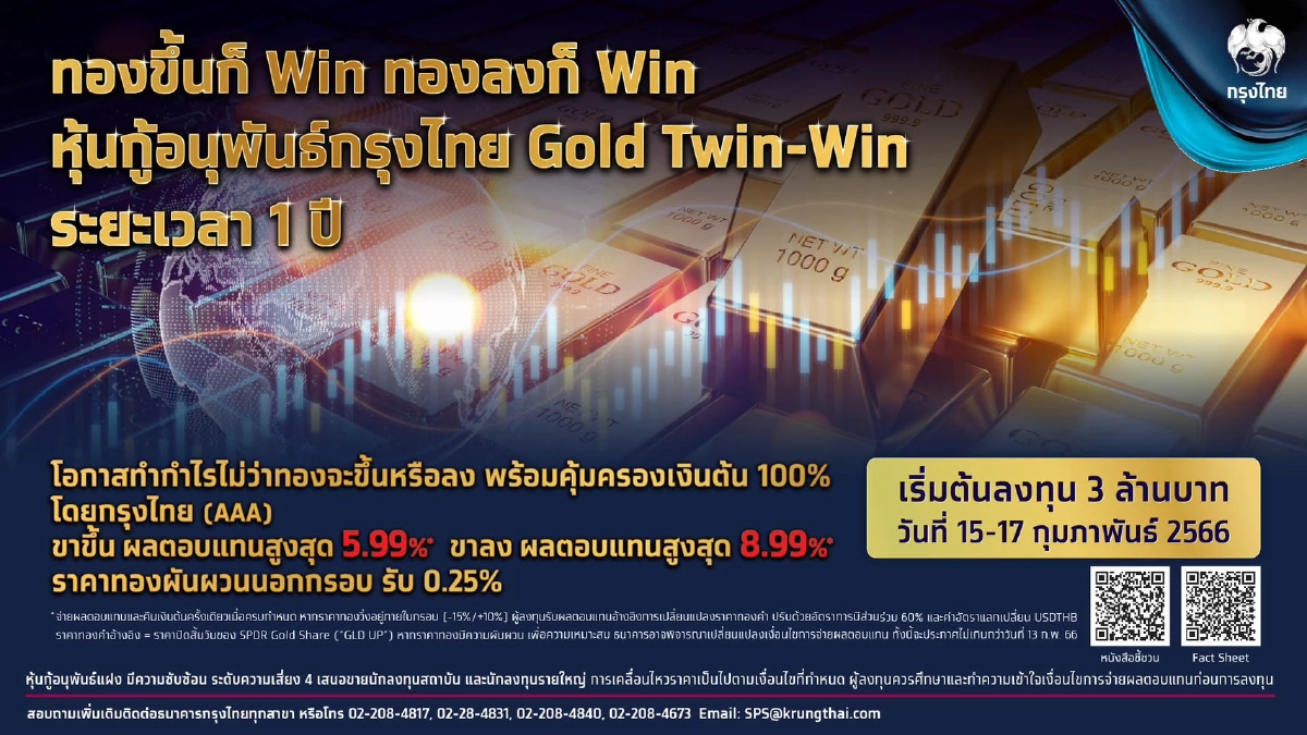 “กรุงไทย” เอาใจนักลงทุนทอง เสนอขายหุ้นกู้อนุพันธ์ “Gold Twin-Win” “กรุงไทย” เอาใจนักลงทุนทอง เสนอขายหุ้นกู้อนุพันธ์ “Gold Twin-Win”