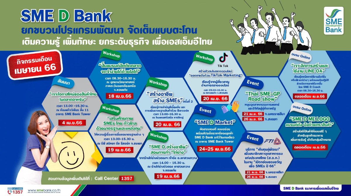 SME D Bank จัดเต็ม 11 โปรแกรม เสริมแกร่งเอสเอ็มอีไทย ตลอดเดือน เม.ย.66 SME D Bank จัดเต็ม 11 โปรแกรม เสริมแกร่งเอสเอ็มอีไทย ตลอดเดือน เม.ย.66